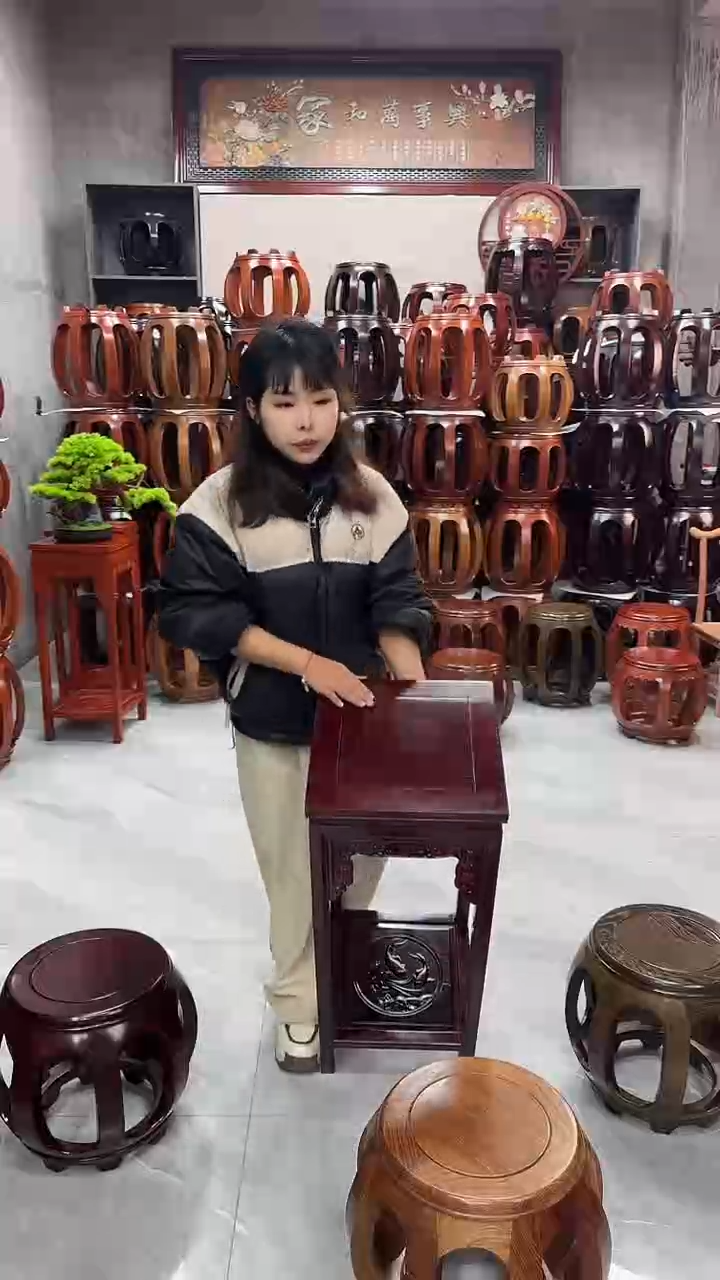 【闪购商品】花梨木类家具花梨木酸枝色双层鱼福花架单个