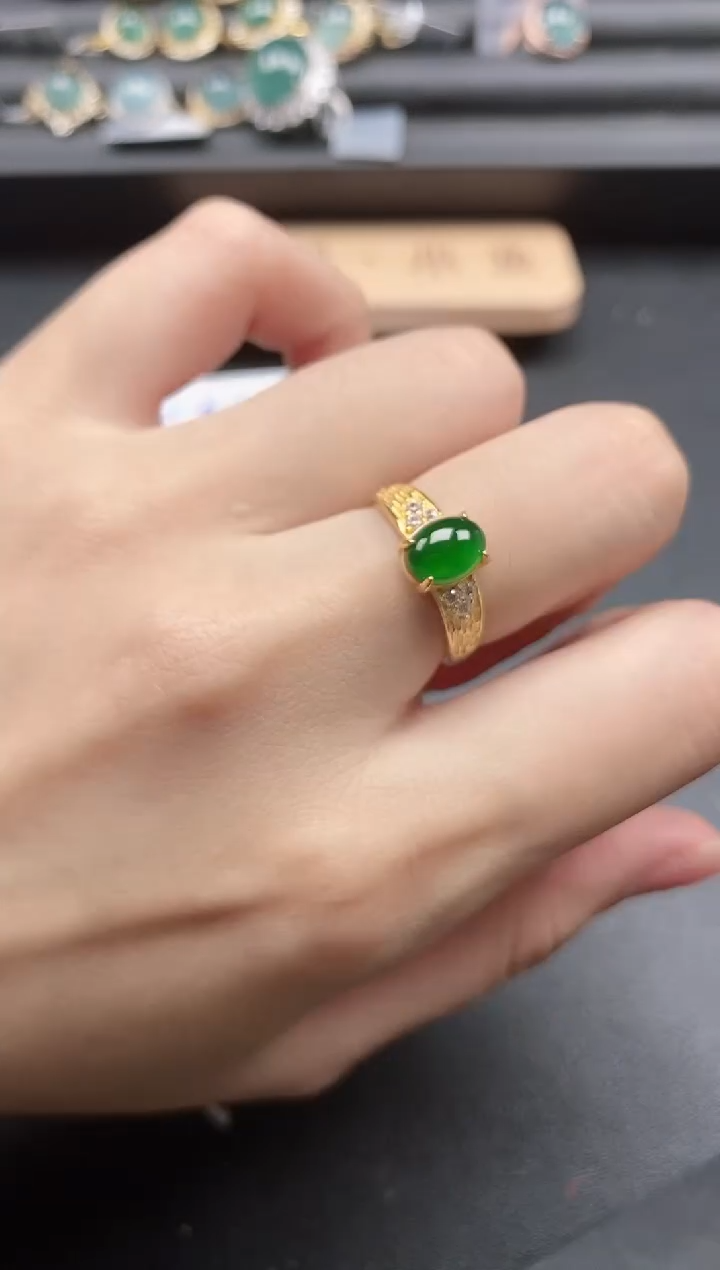 翡翠戒指银S925镶嵌51511-10