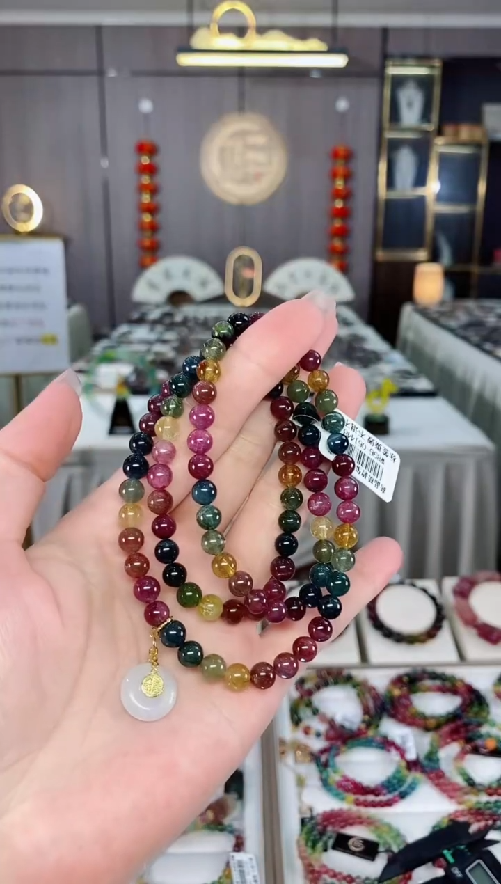 老矿三圈手串6mm+未镶嵌碧玺（多样性发货一条）hon