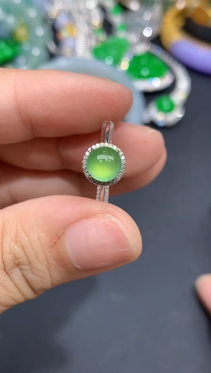 翡翠戒指18K金镶嵌316-春日珠宝