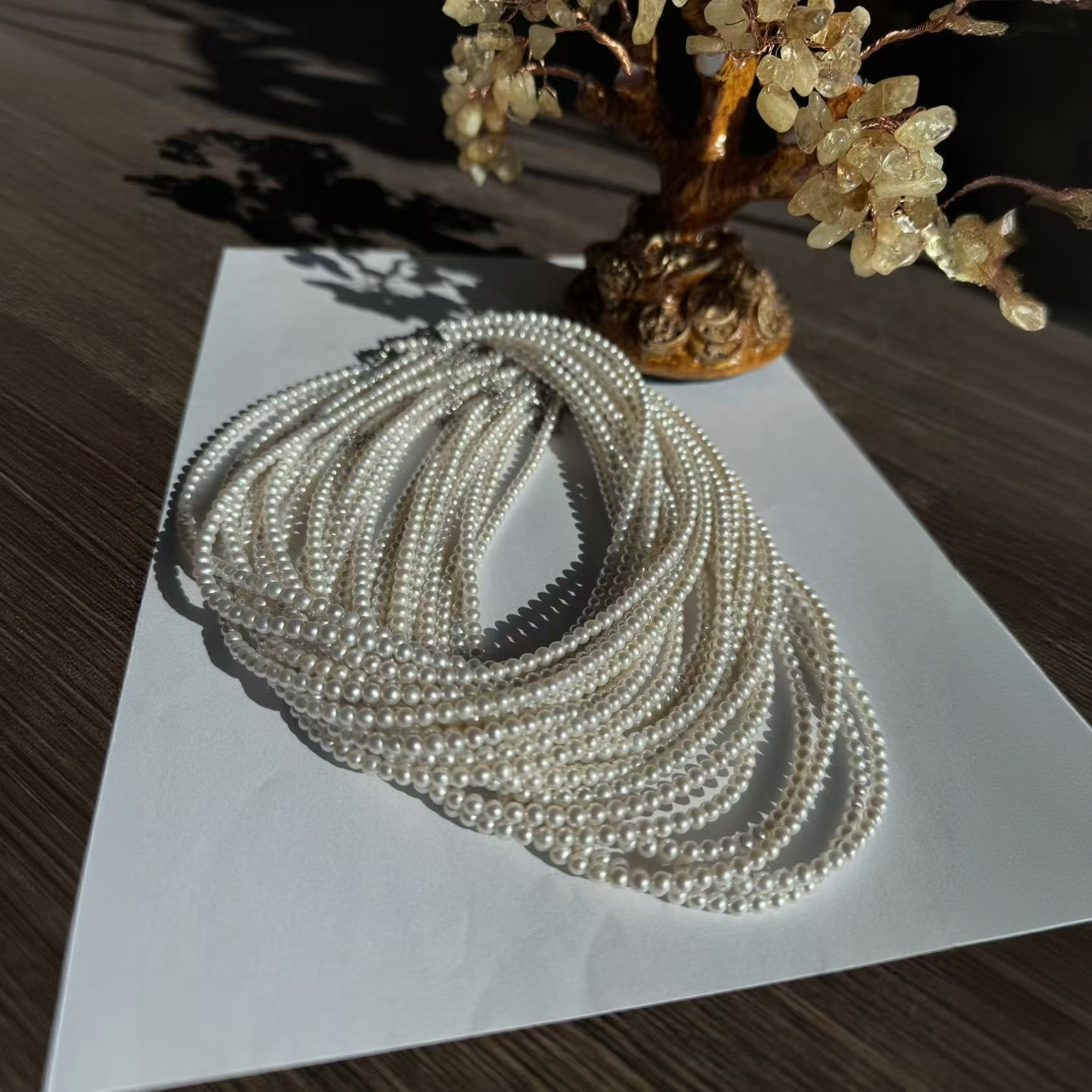 A139 天然淡水白色珍珠强光小米珠素链高级感颈链【多样性发其一】