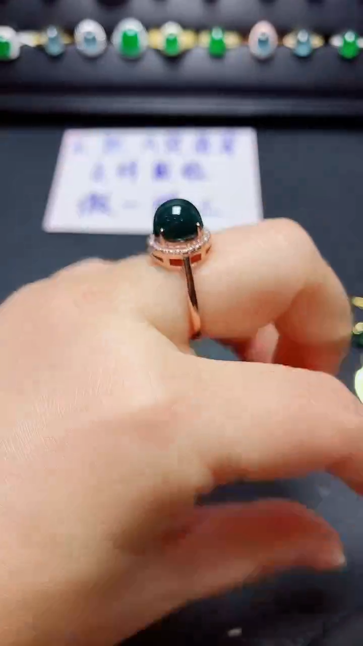 银S925镶嵌戒指翡翠 天然翡翠A货s925银镶