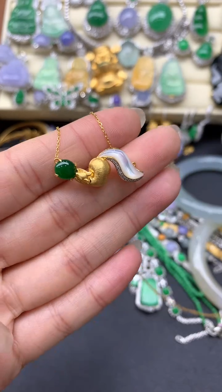 【闪购商品】翡翠颈饰18K金镶嵌497-中国好珍宝