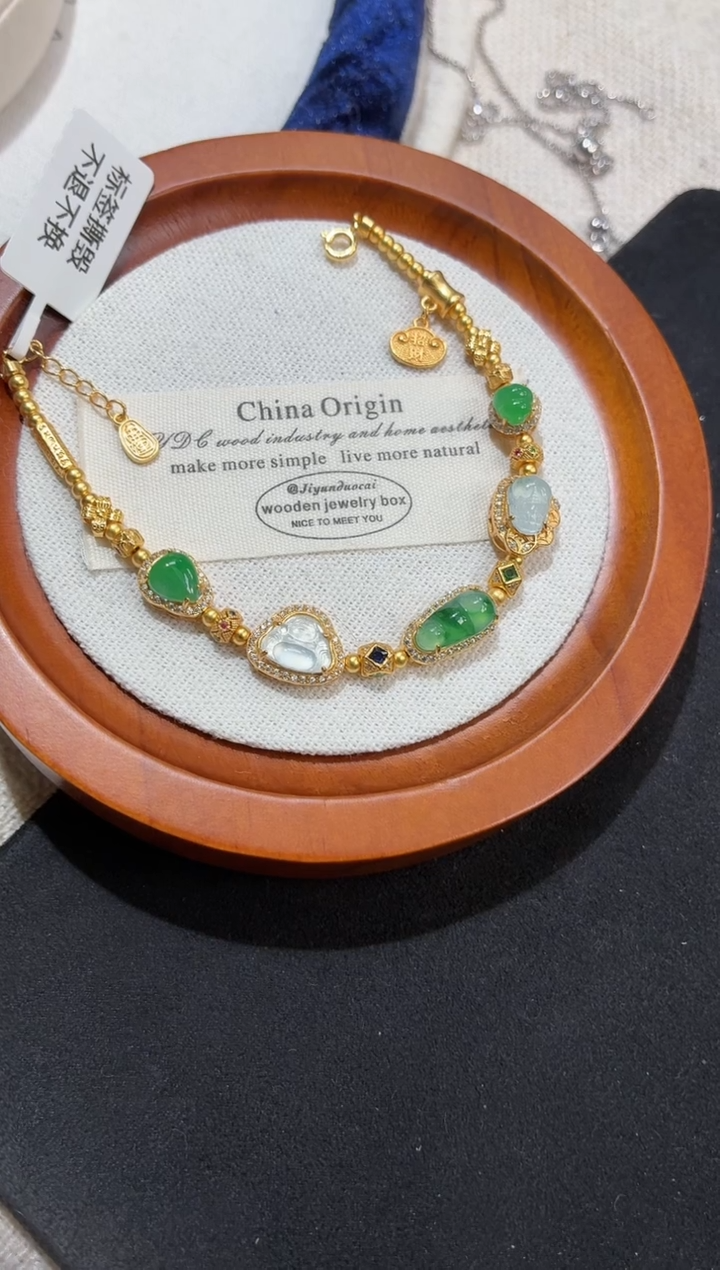 吊坠(不含链)银S925镶嵌翡翠手链