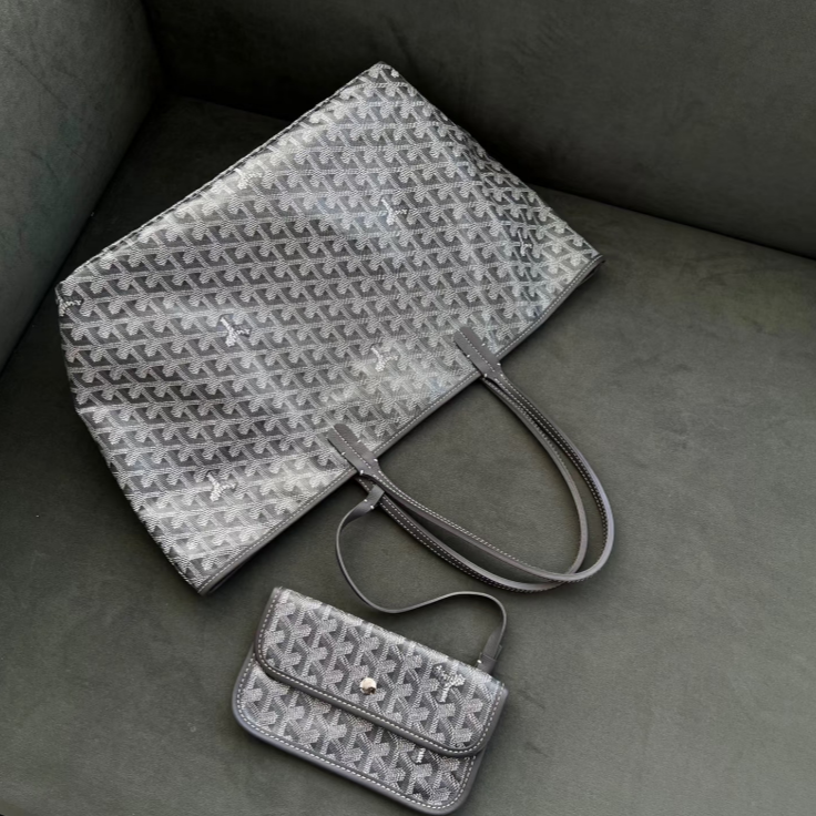 99新 Goyard 【文子姐专属】A020/灰色老花中号购物袋/FB