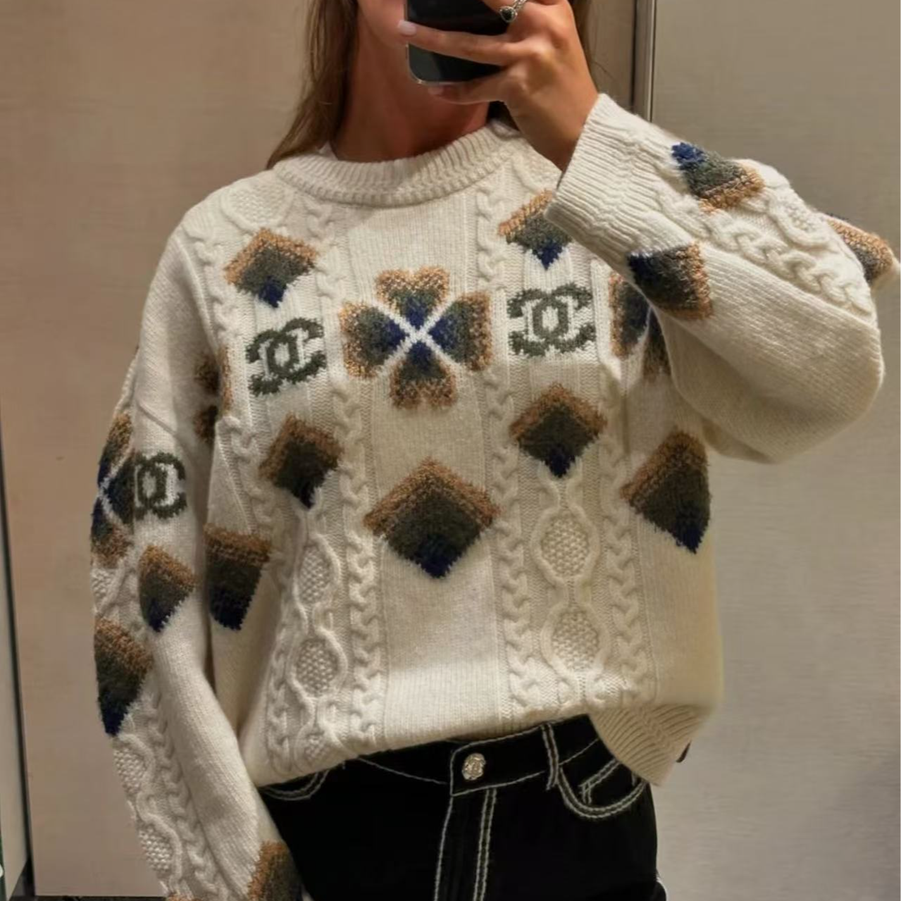 99新 Chanel/香奈儿 24N滑雪套头毛衣 34码 