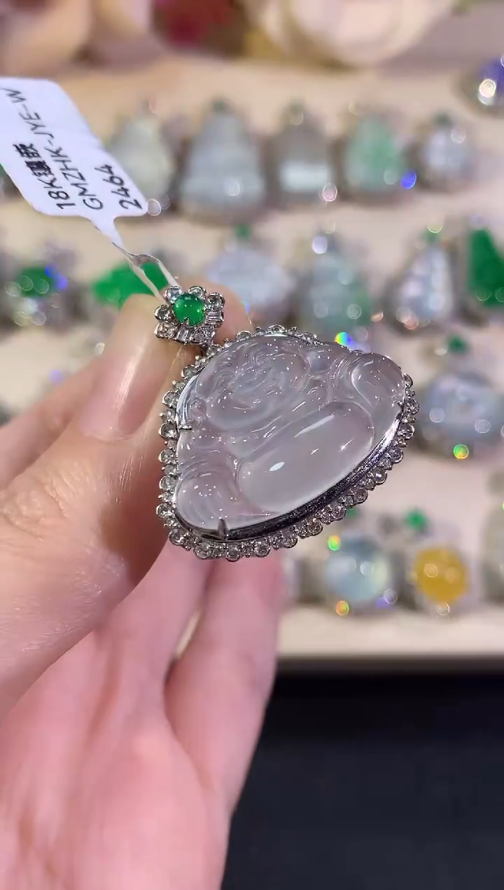 吊坠(不含链)18K金镶嵌翡翠冬日珠宝W50