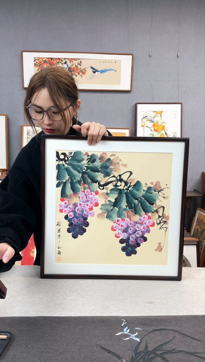 【闪购商品】国画孙颖-纯手绘带框作品-52*52-