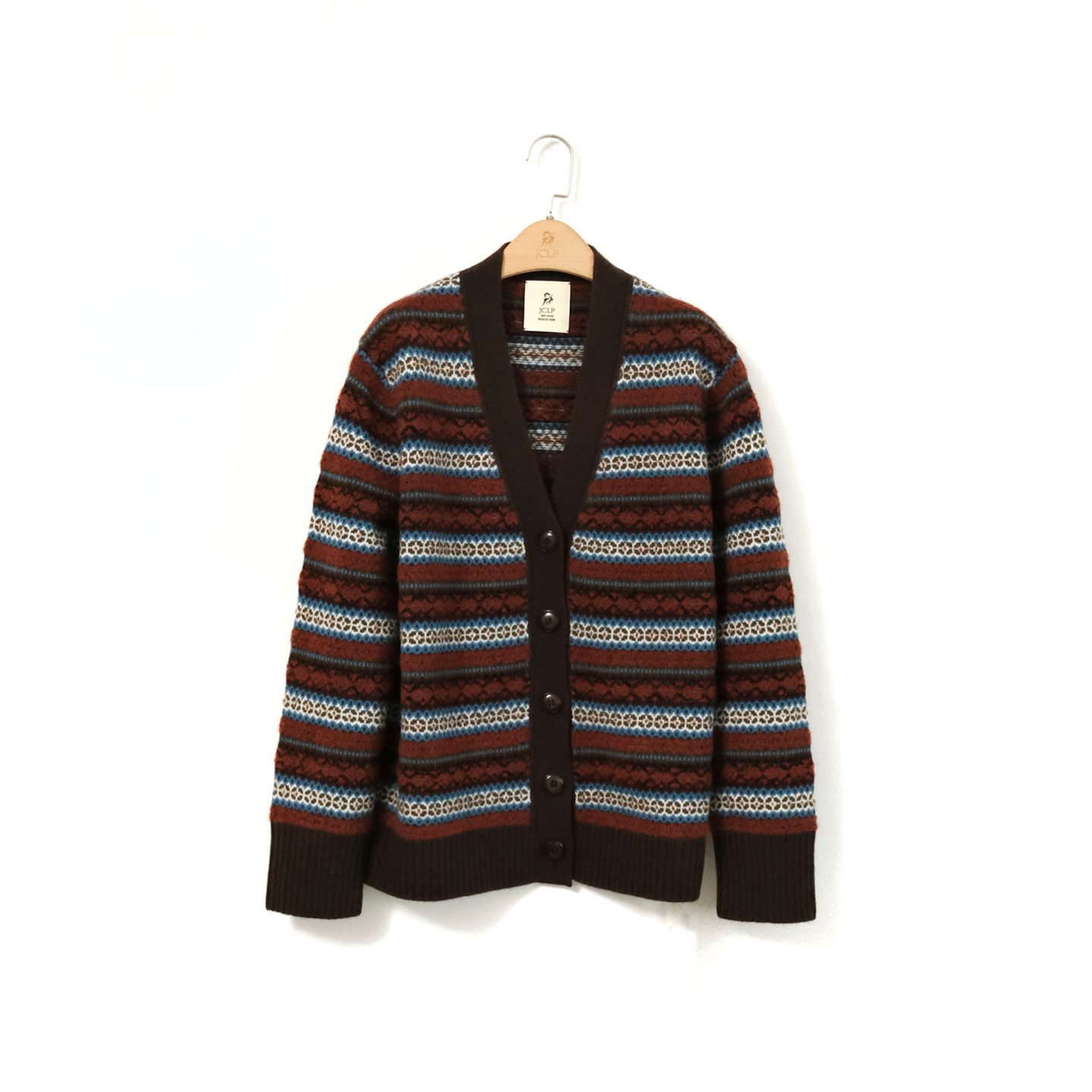 JCLP 重工复古花纹羊绒舒适V领显瘦宽松针织开衫外套16730