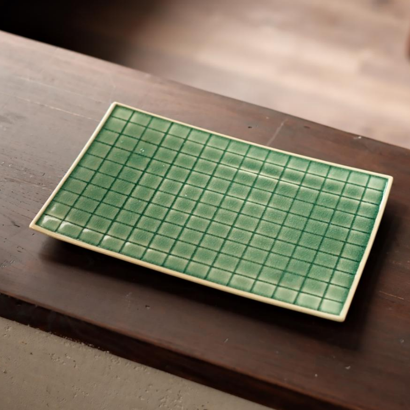 【叁山】松影琉璃-梵山堂-小号棋盘茶托-长24.5cm宽20.5cm（W0693）