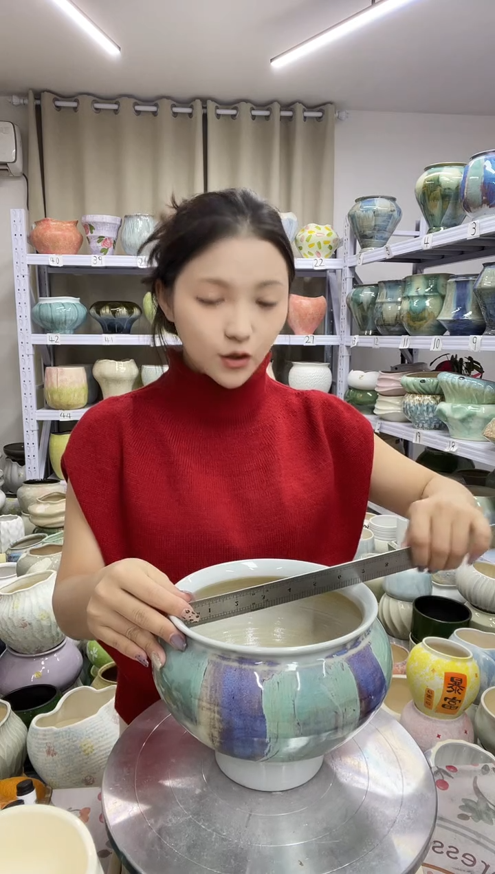 微瑕  开裂11.18陶瓷花盆直播链接高.  15.5    口 16.5