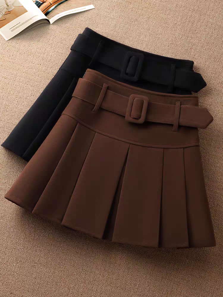 051A字裙高腰成人短裙格子半身裙韩版复古裙子套装