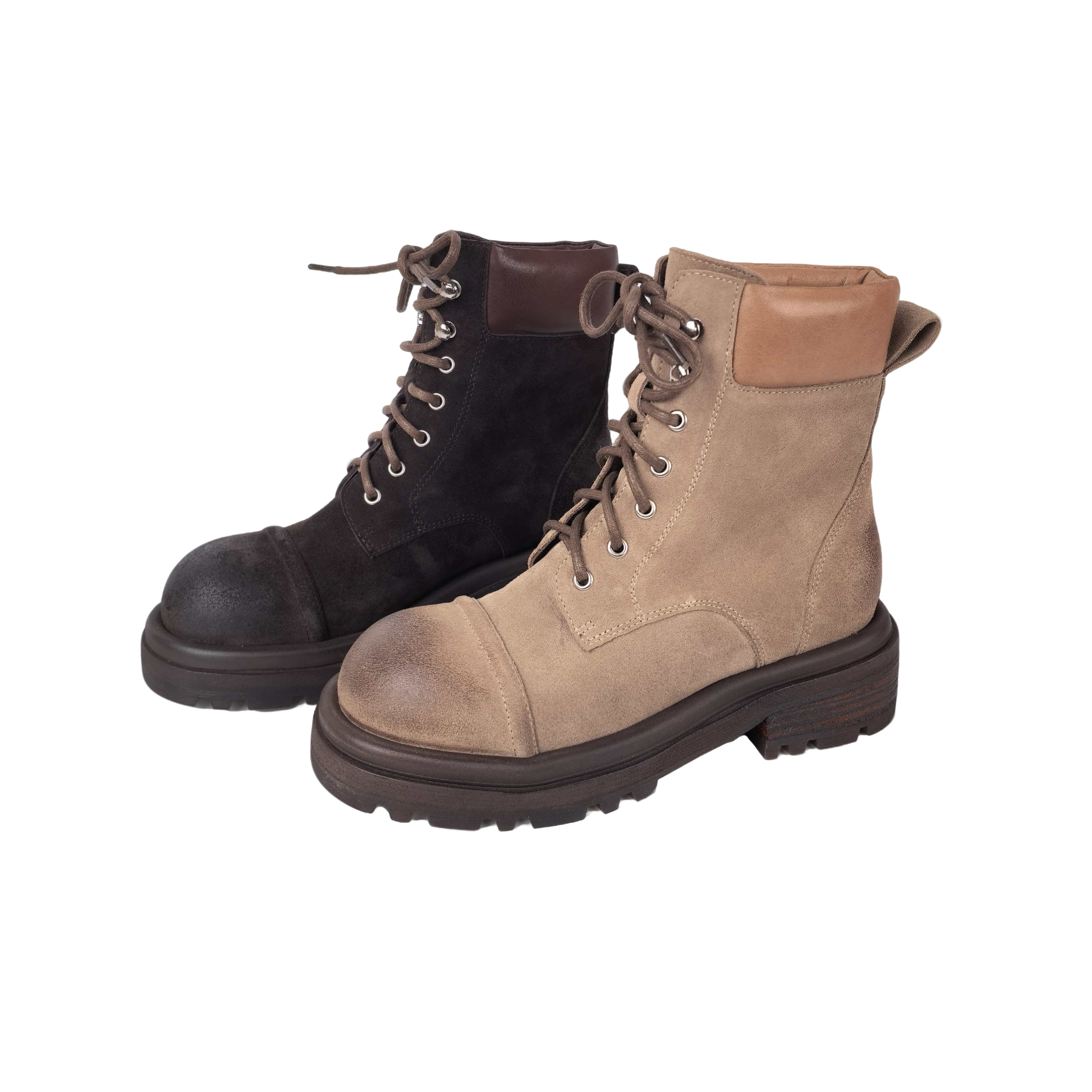 BOLVGN2025系带女学院风厚底秋季马丁靴女士高帮时装秋冬真皮复古