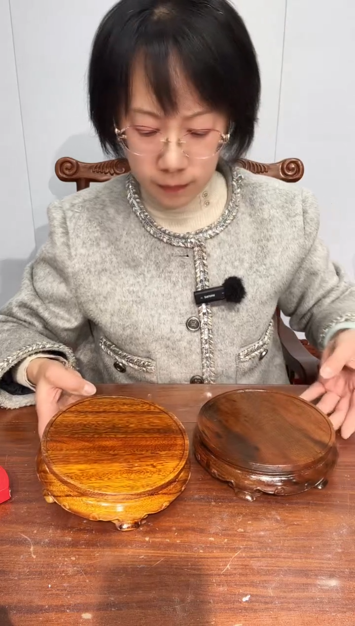 木几**休瑕疵处理老花圆形14.5*17.5*5 两个