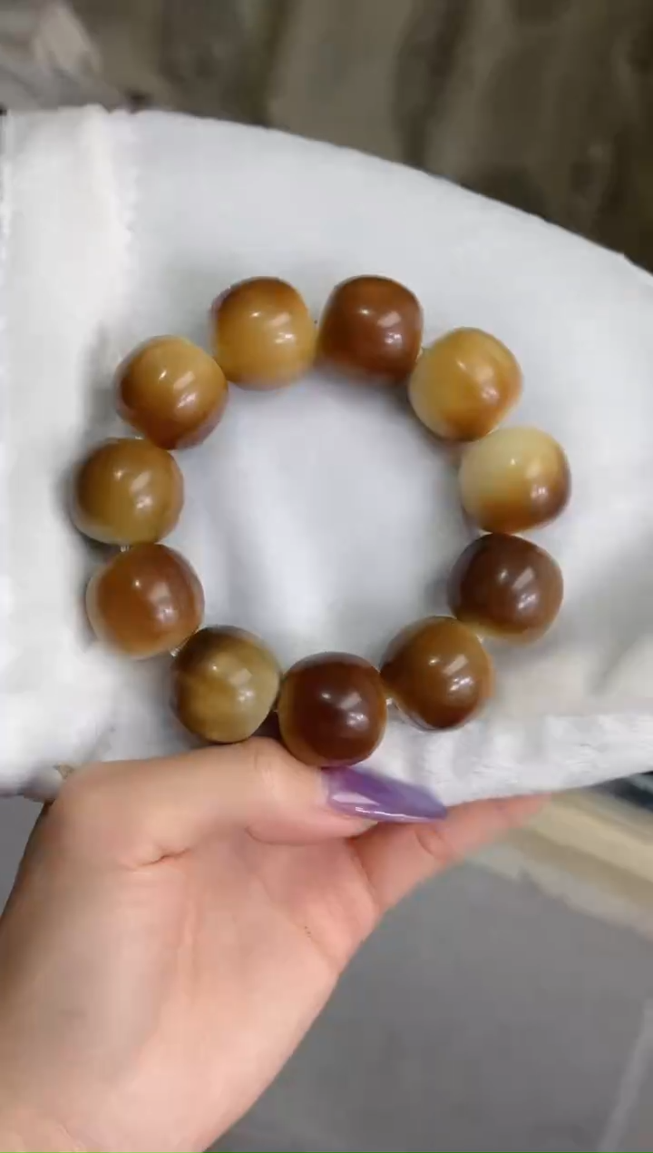 菩提根/象牙果手串e06干磨苹果桶21mm手串