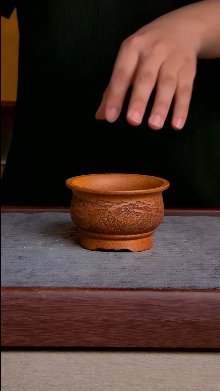 紫砂花盆9.5*5.5内径紫砂花盆【雄风万里】