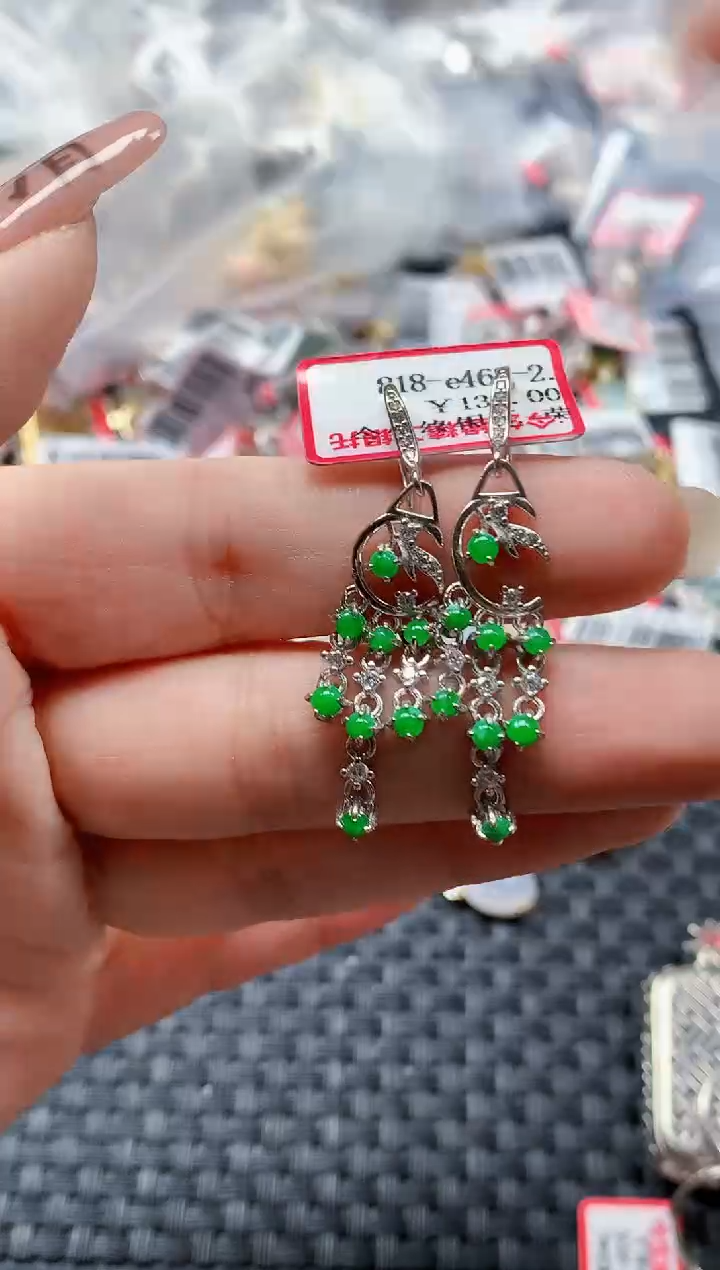 银S925镶嵌戒指翡翠天然A货缅甸翡翠