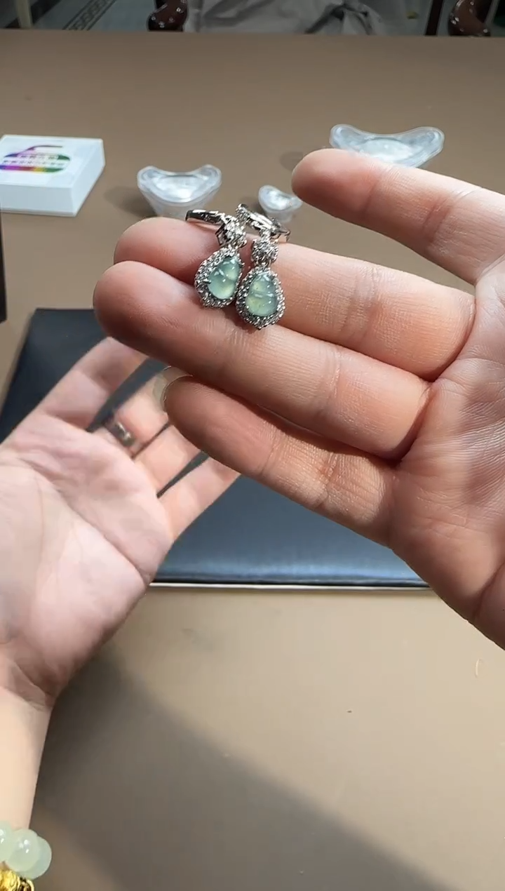 合金翡翠耳饰yf032耳夹