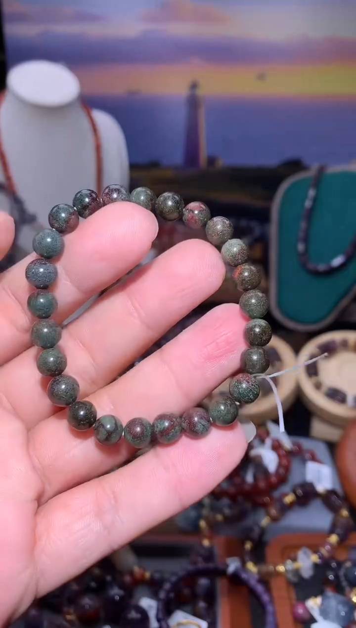 未镶嵌珠宝半成品水晶绿幽灵圆珠手串，大