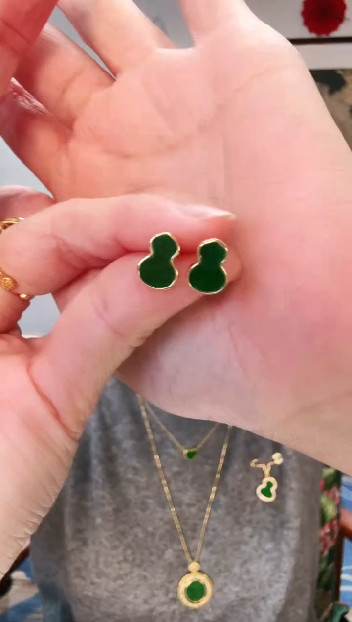 【闪购商品】翡翠颈饰银S925镶嵌耳饰