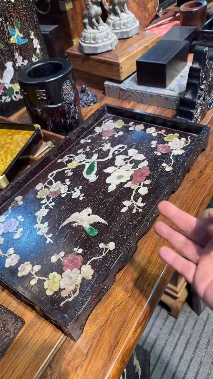 木紫檀螺钿大茶盘邵氏紫檀木艺