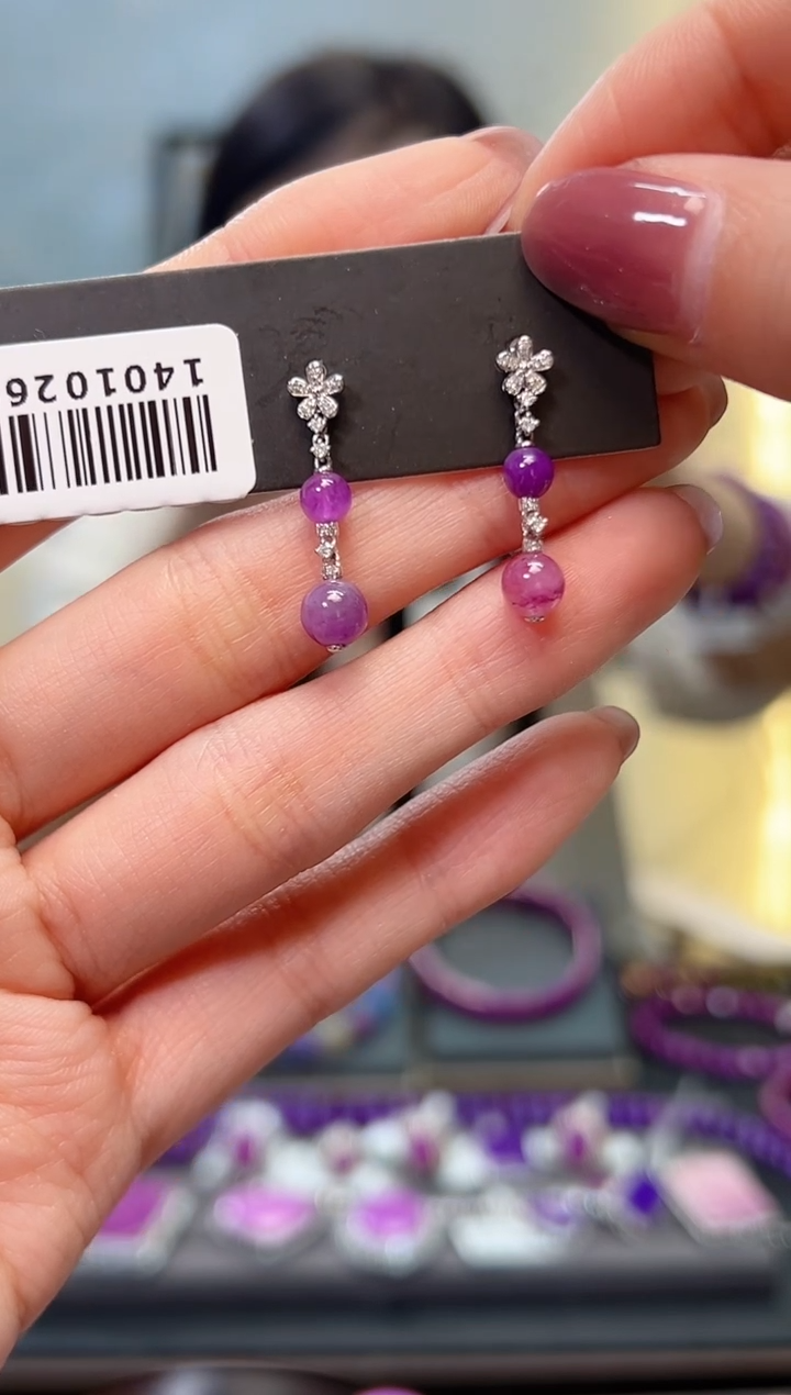 【闪购商品】苏纪石（舒俱来）耳坠18K金镶嵌1