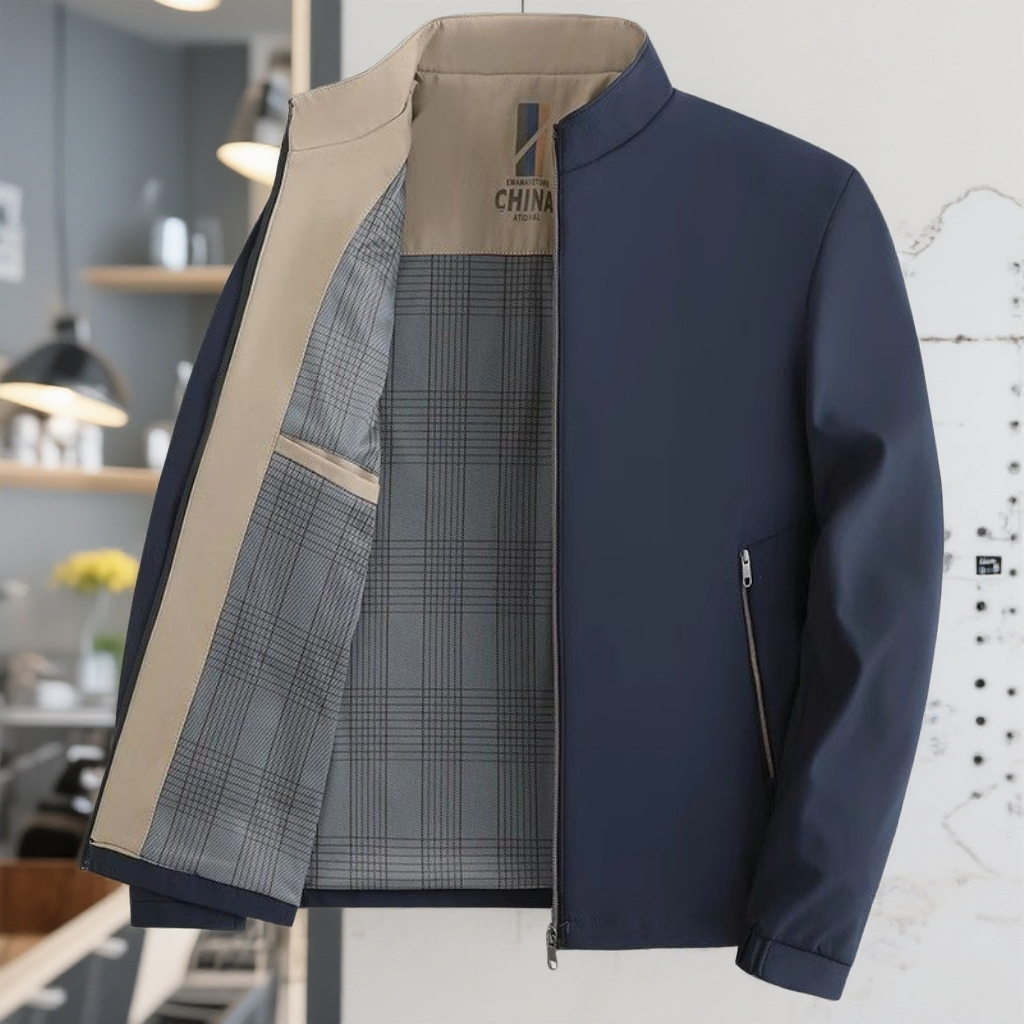 潮男欧巴保罗时尚春秋男士薄款新款中年防风立领商务休闲外套382