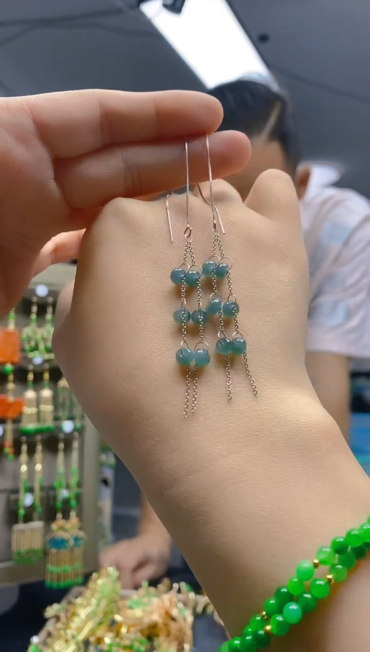 【闪购商品】翡翠耳饰银S925镶嵌0328翡翠耳线