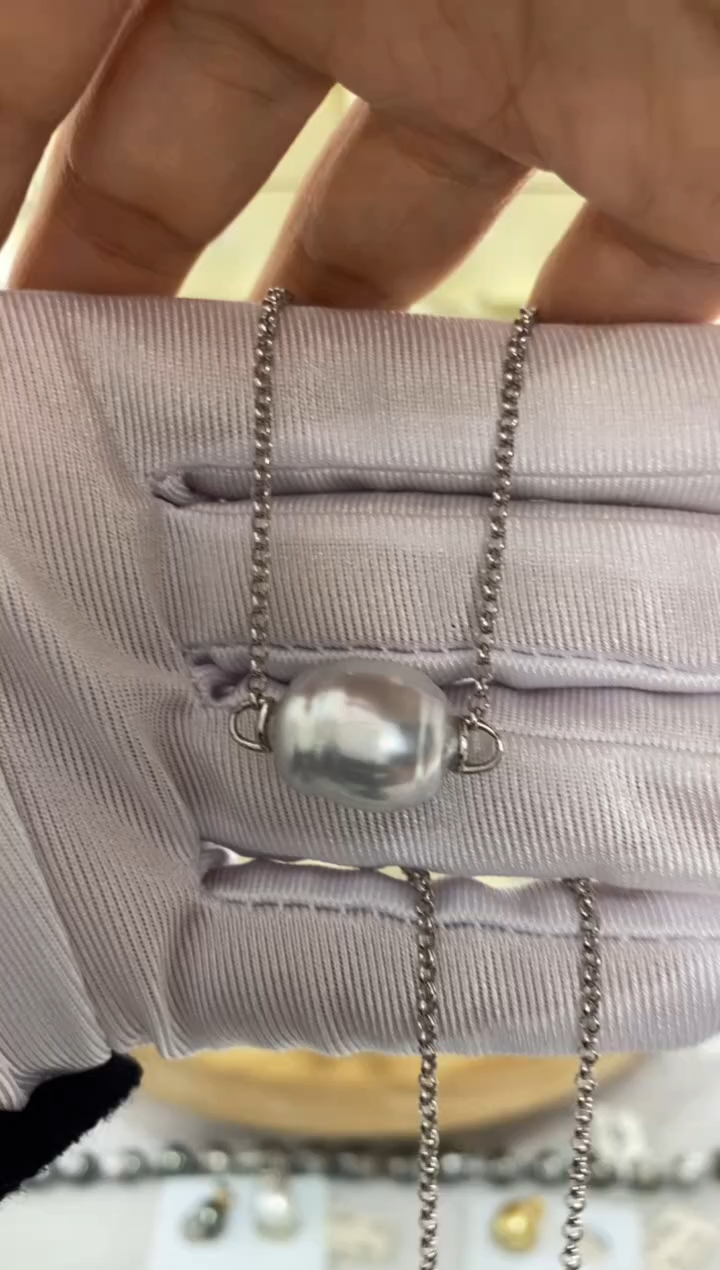 【闪购商品】海水珍珠套链银S925镶嵌12-13mm