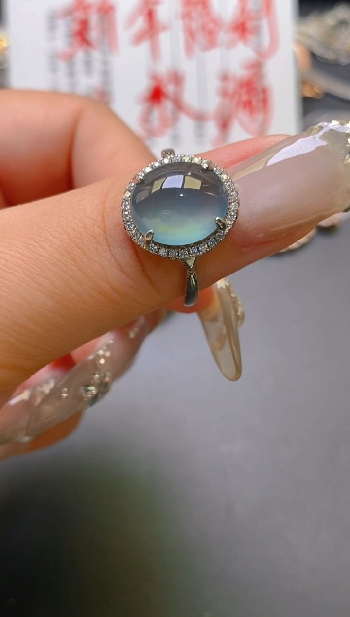 【闪购商品】翡翠耳饰银S925镶嵌天然A货翡翠1