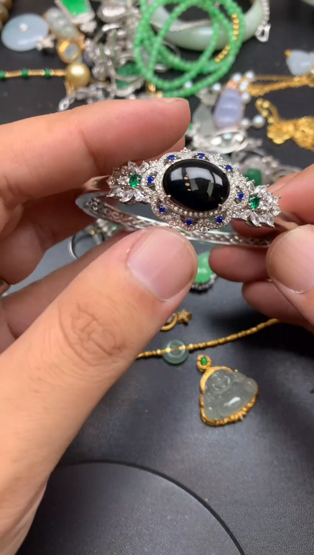 颈饰银S925镶嵌翡翠阿珠商品不退不换