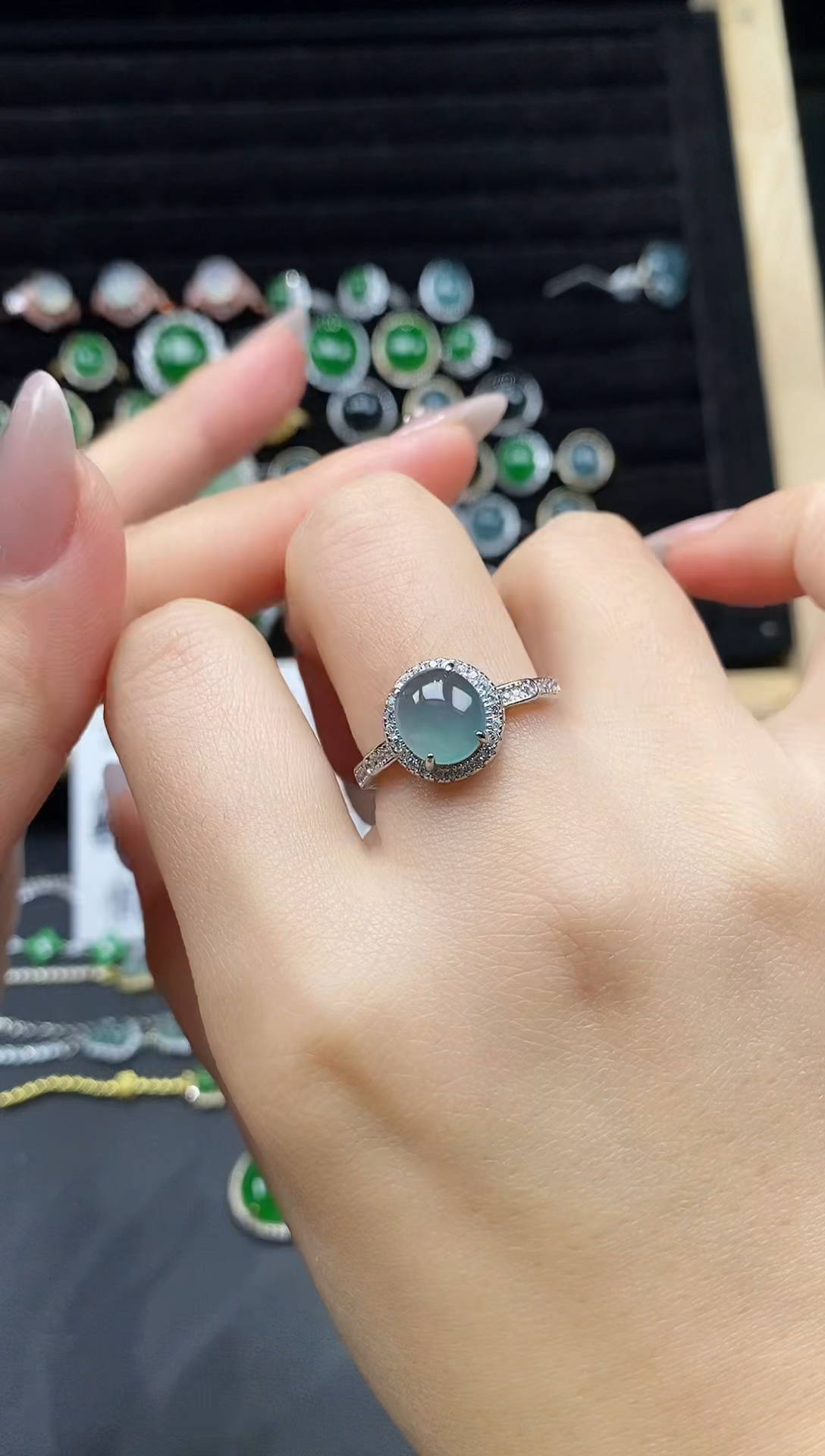 银S925镶嵌戒指翡翠111