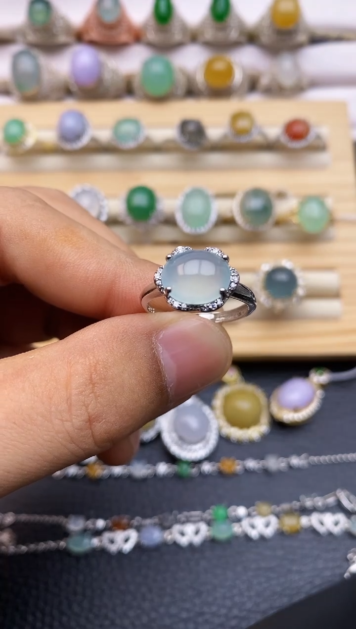 翡翠银S925镶嵌戒指/0026