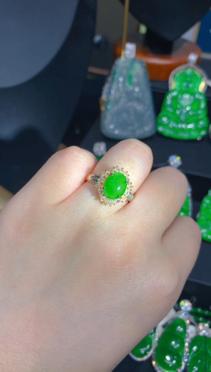 【闪购商品】翡翠戒指银S925镶嵌94一季
