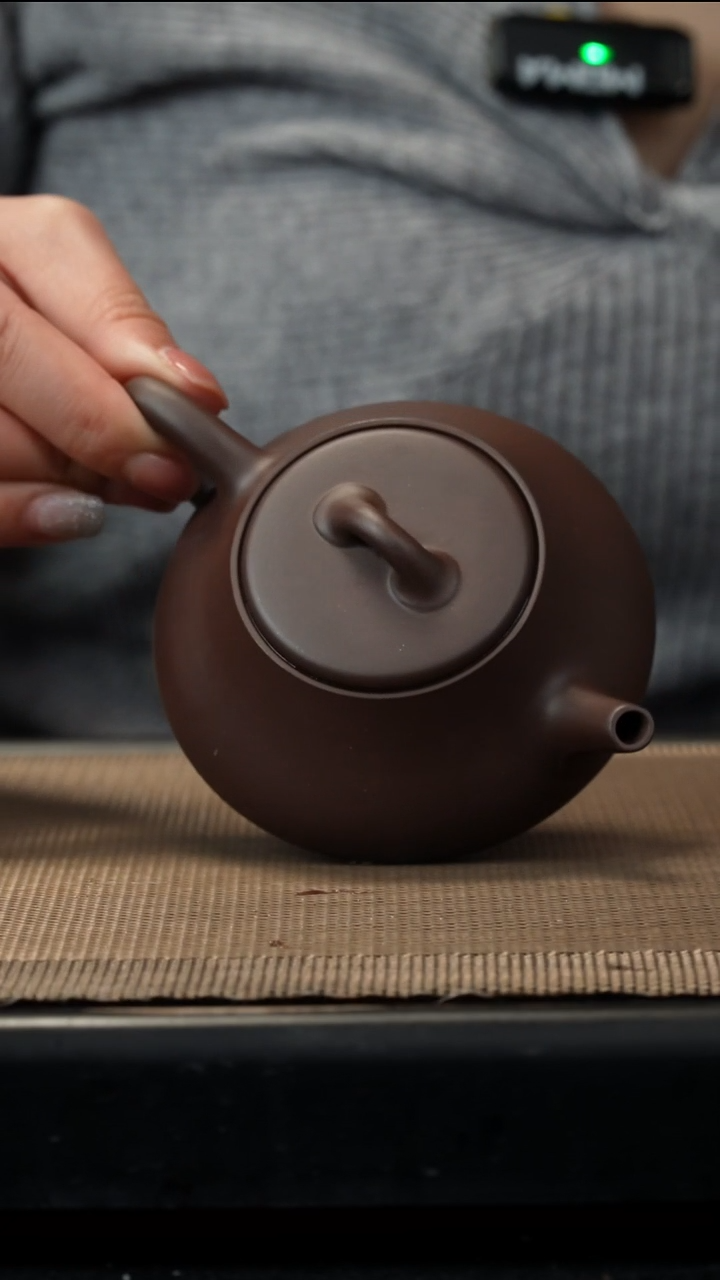 紫砂茶盏老紫泥卡盖叶瓢160CC