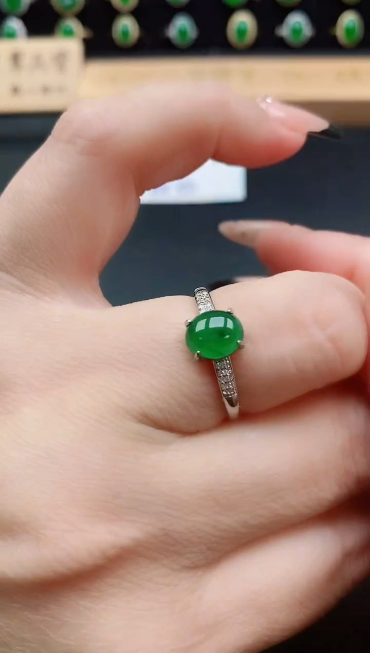 银S925镶嵌戒指翡翠1