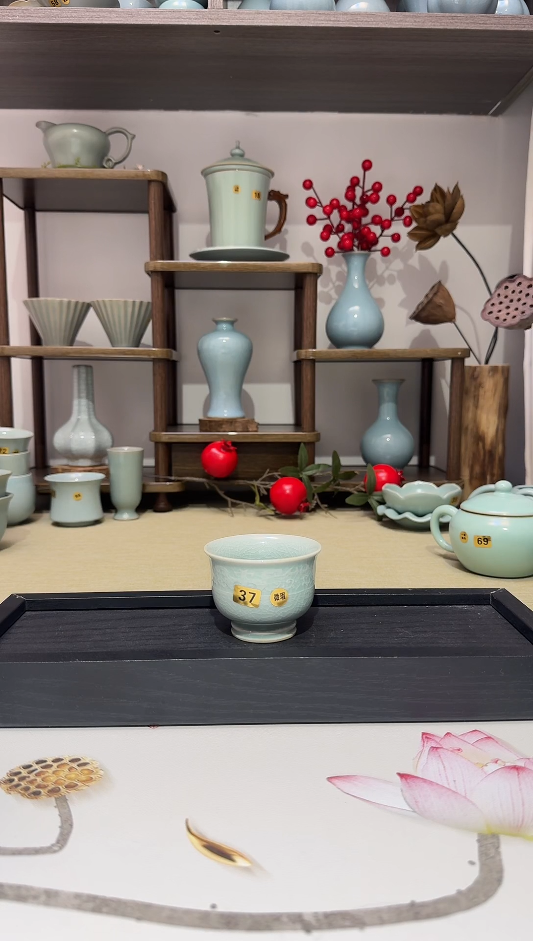 杯子37祥云玄纹杯 粉青釉微瑕 主人杯品茗杯*