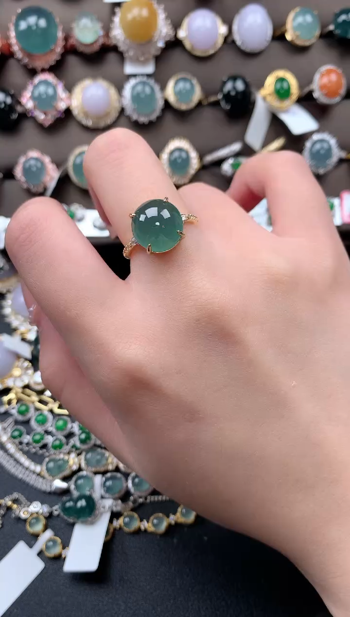 【闪购商品】翡翠戒指银S925镶嵌52141