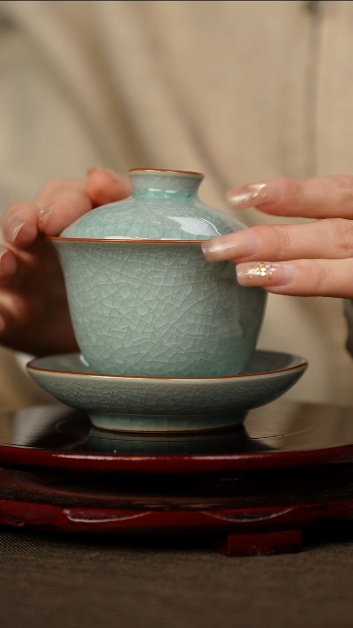 樊立  鱼鳞冰花 三才盖碗 