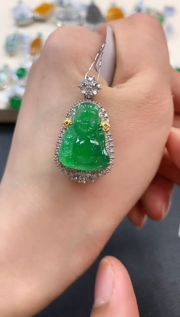 【闪购商品】翡翠吊坠(不含链)18K金镶嵌n43     