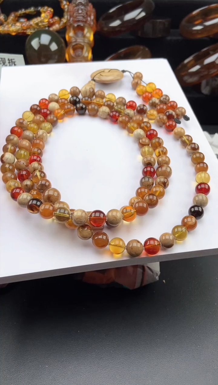 【闪购商品】琥珀手链未镶嵌多宝108多圈项链