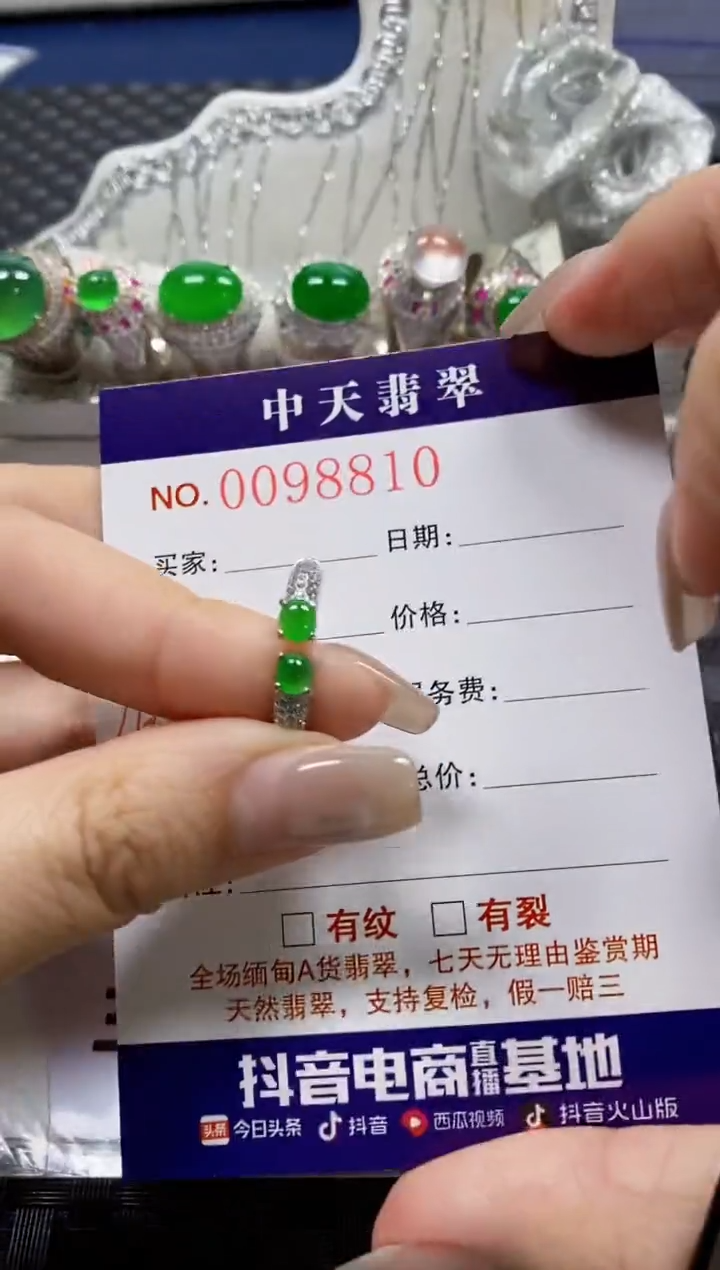 【闪购商品】翡翠戒指银S925镶嵌8810