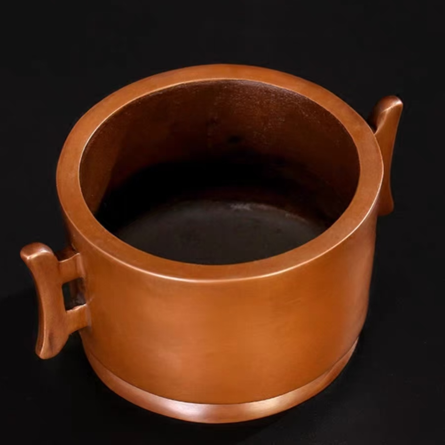 孟博式戟耳炉  紫铜摆件  工艺品  家居摆件  