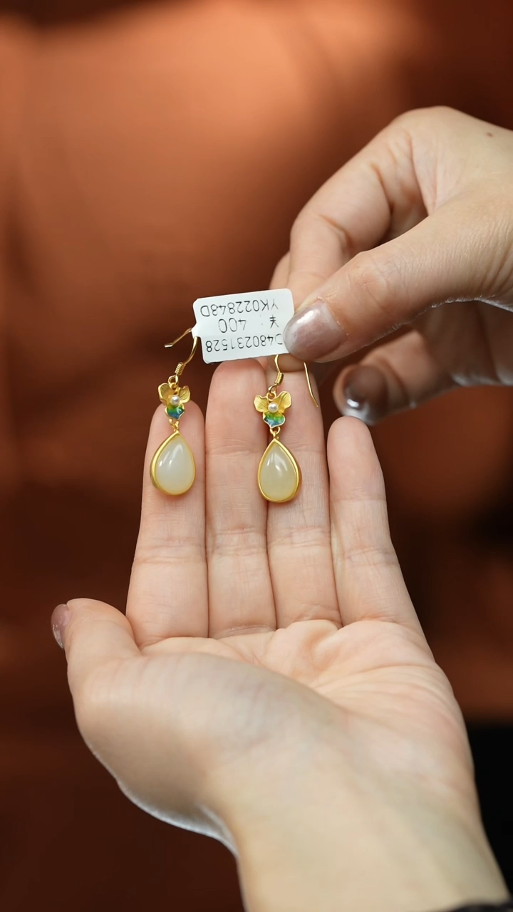 【闪购商品】和田玉耳坠银S925镶嵌耳坠