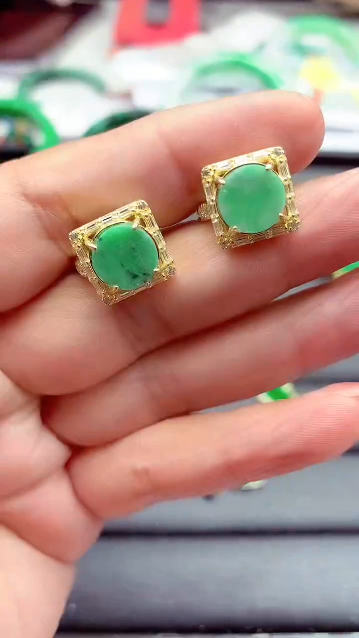 【闪购商品】翡翠耳饰银S925镶嵌耳饰