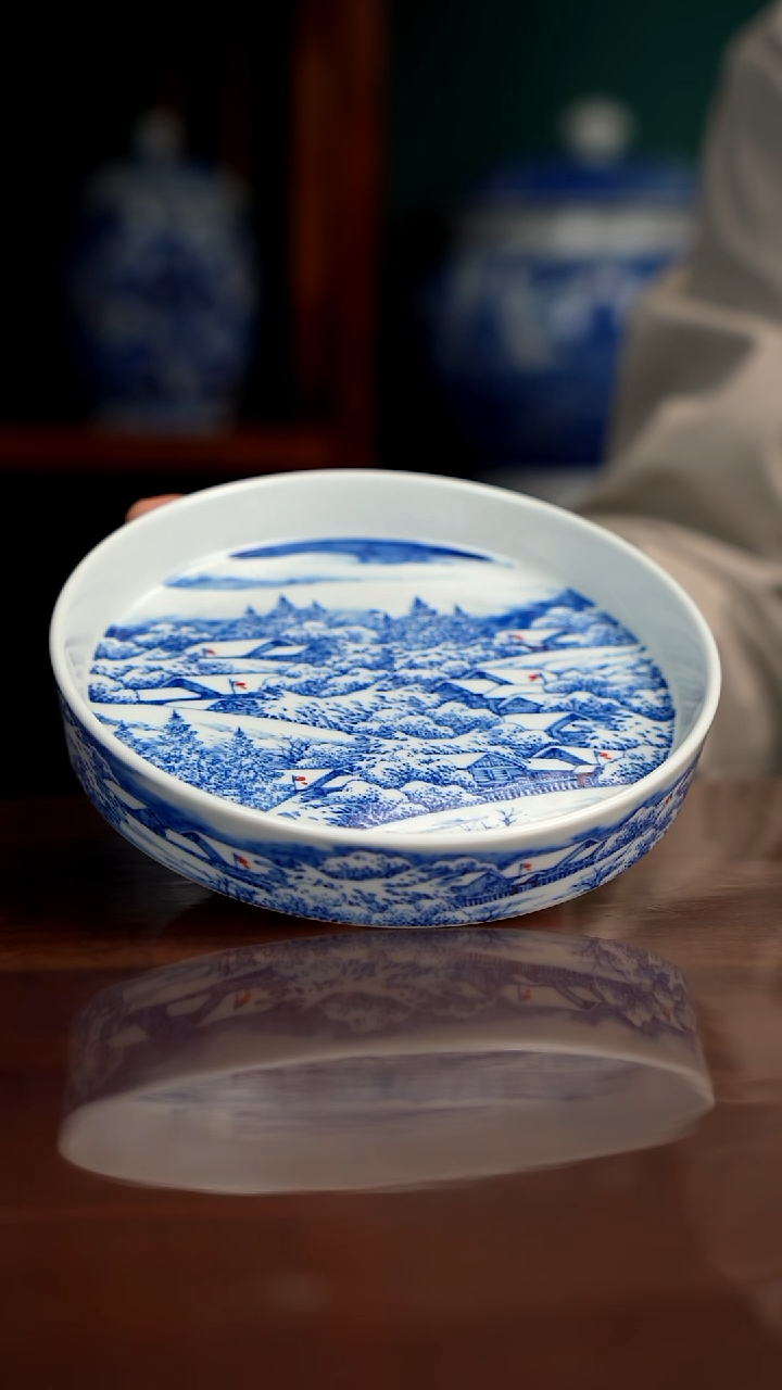 晓月柴窑 雪景壶承