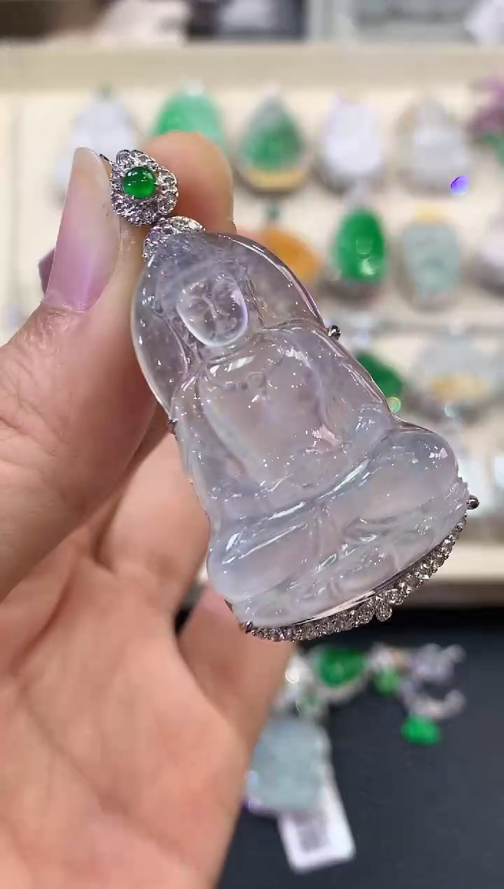 【闪购商品】翡翠吊坠(不含链)18K金镶嵌a57