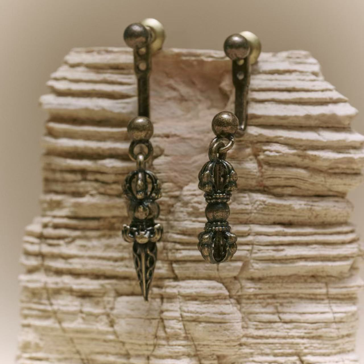 铜合金耳饰 【龙炁觉醒】保护与美丽并存，金刚杵耳钉为你带来好运