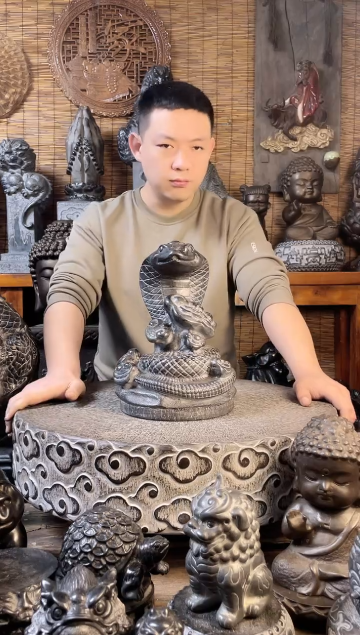 【闪购商品】30如意蛇天然青石雕刻