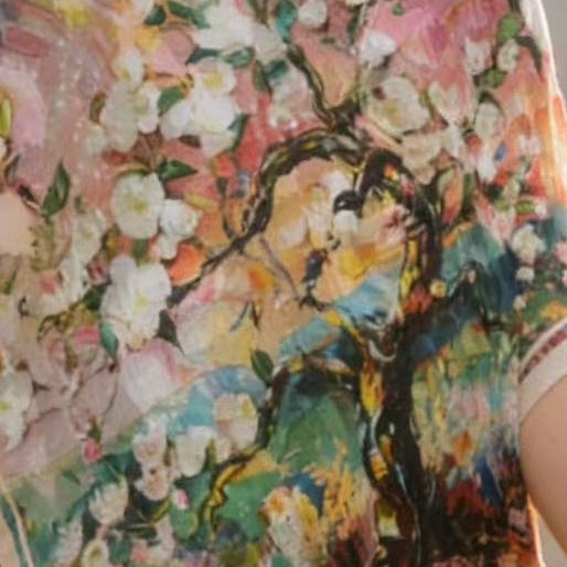 X195 油画彩树 围巾剪花 70*70